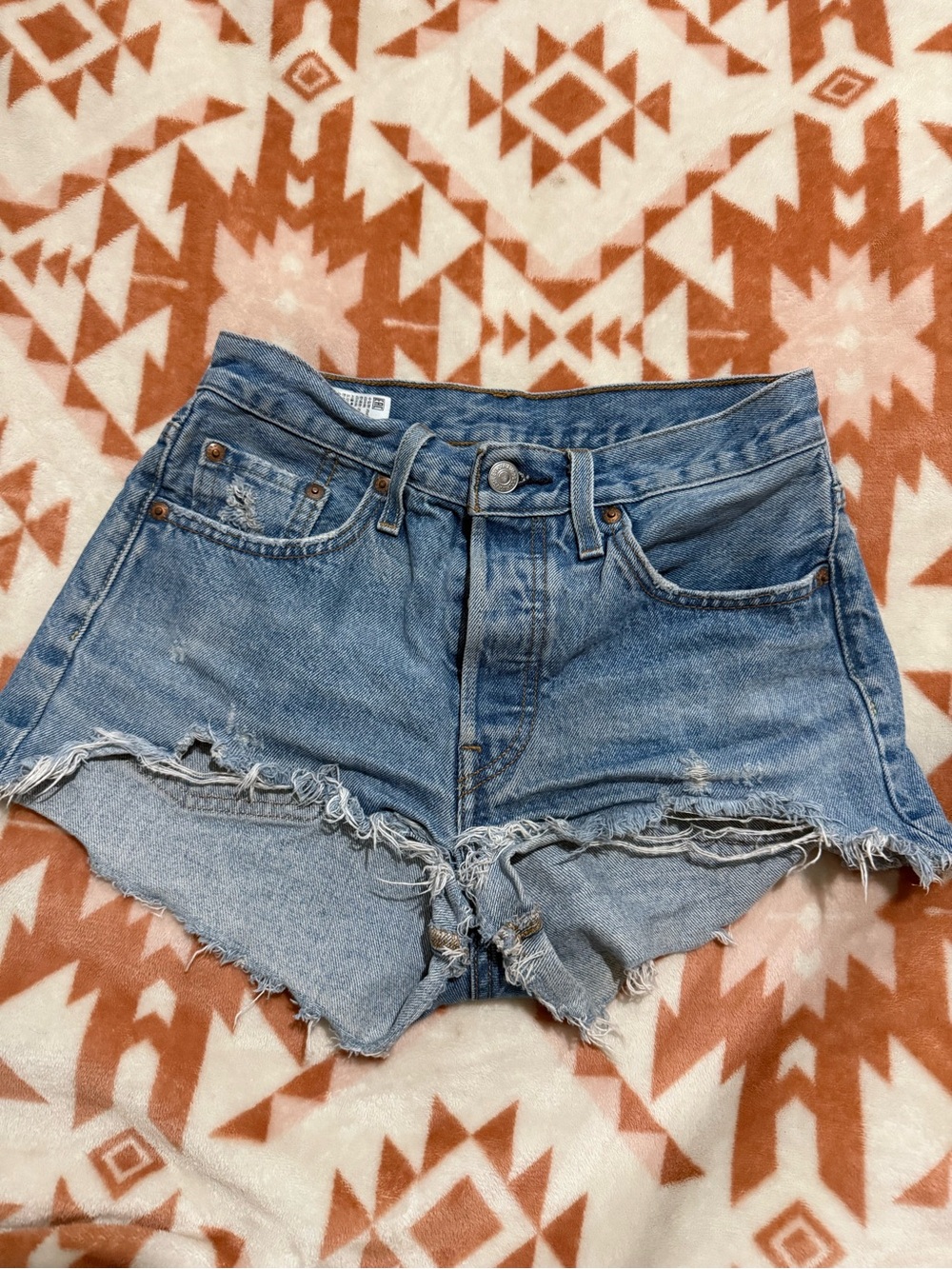 Levi's Light Blue Distressed Cutoff Denim Shorts